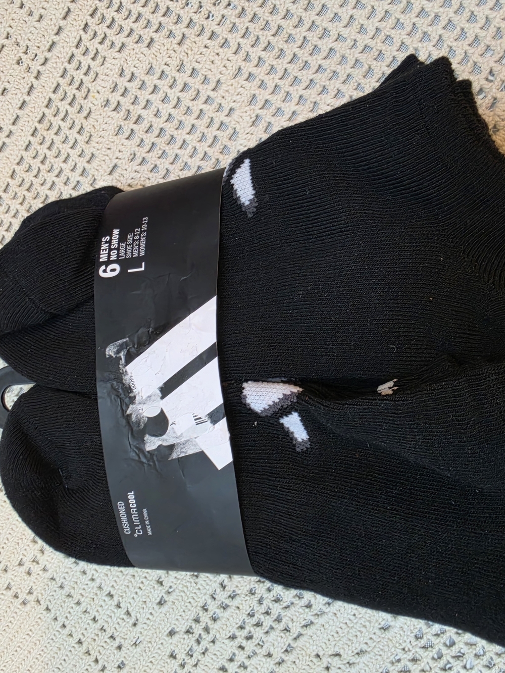 adidas Black Men's Athletic Crew Socks with White Logo - 6 Pack